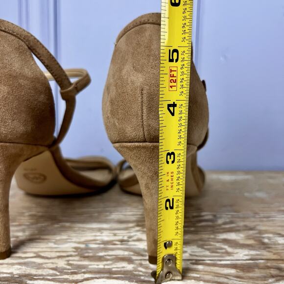 Michael Kors Tan Suede Stiletto Sandals Size 8.5 Strappy High Heel Dressy Chic - Picture 7 of 13